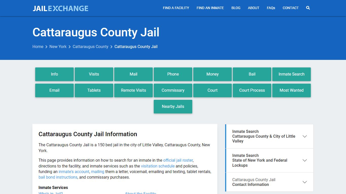 Cattaraugus County Jail, NY Inmate Search, Information